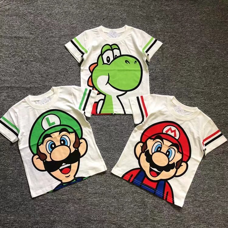 日系纯棉卡通水印男女童半袖超级马里奥夏季时尚休闲短袖儿童T恤,童装/婴儿装/亲子装,T恤,淘宝优惠券,粉丝福利购,淘宝优惠卷