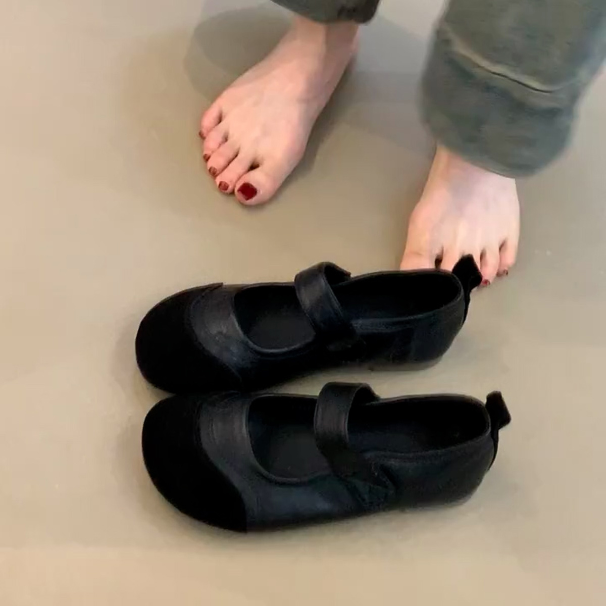 羊皮版~法式玛丽珍鞋女休