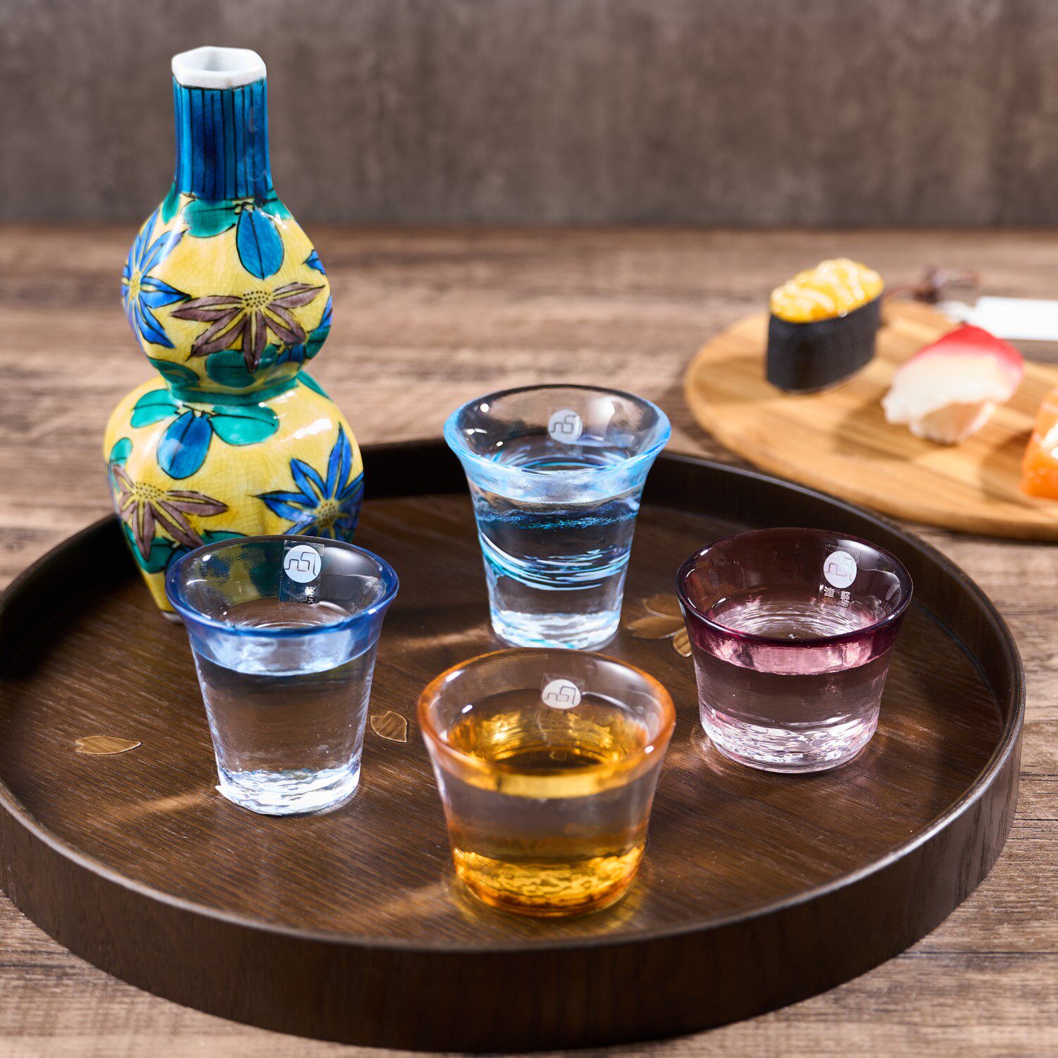 清仓日本原装进口ADERIA津轻手工烧酒冷酒清酒杯彩色玻璃小茶杯