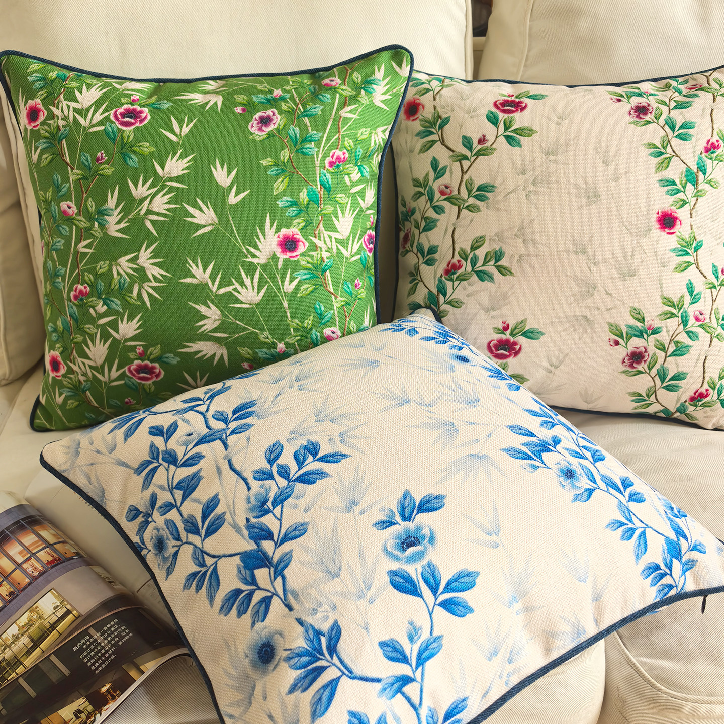 法式田园风植物花卉棉麻双面抱枕靠垫沙发床头装饰腰枕靠枕套定制,居家布艺,靠垫/抱枕,淘宝优惠券,粉丝福利购,淘宝优惠卷