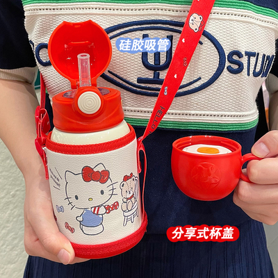 凯蒂猫可爱卡通316不锈钢双盖杯