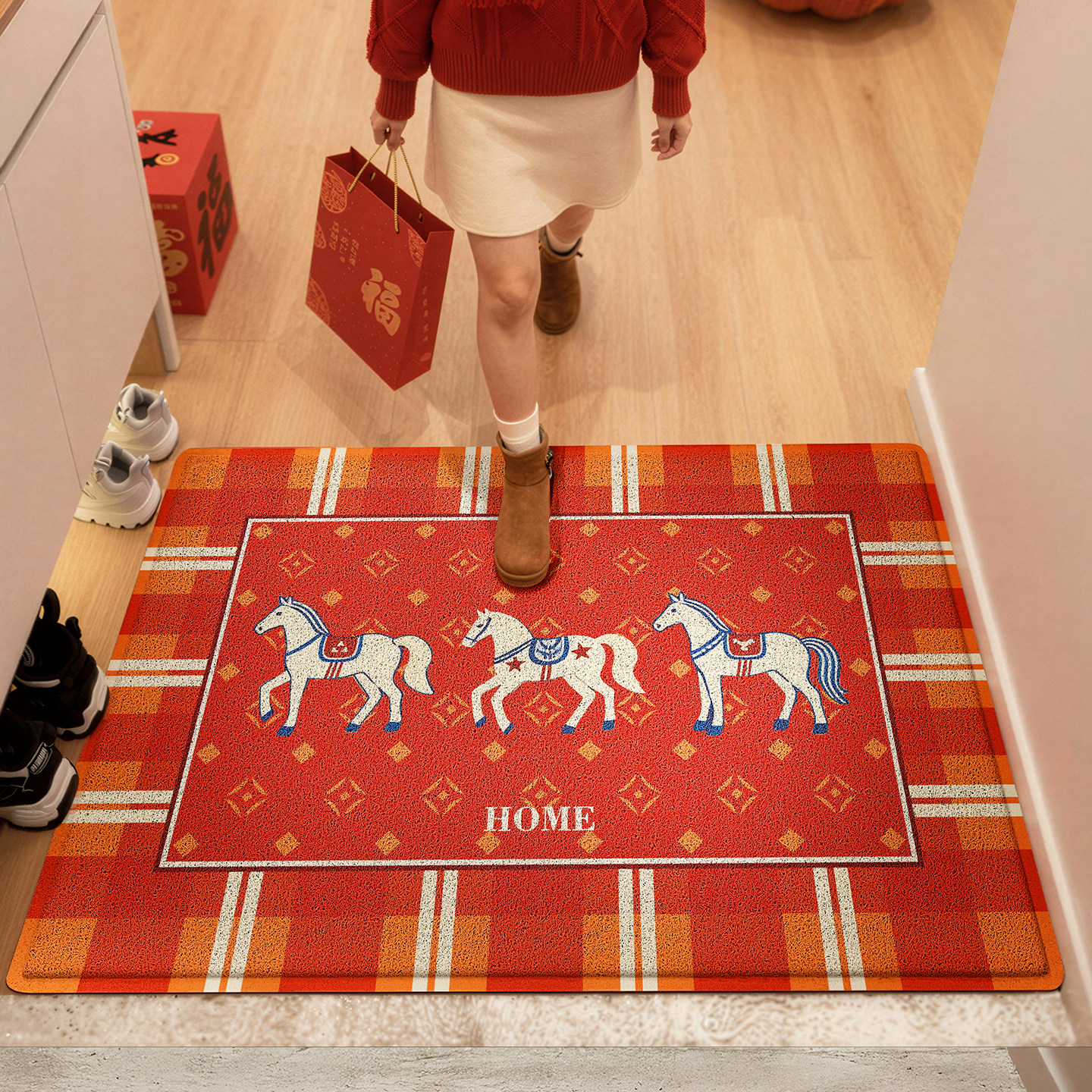 大江入户门地垫2026新款马年家用大门口红色地毯玄关防滑免洗脚垫,淘宝优惠券,粉丝福利购,淘宝优惠卷