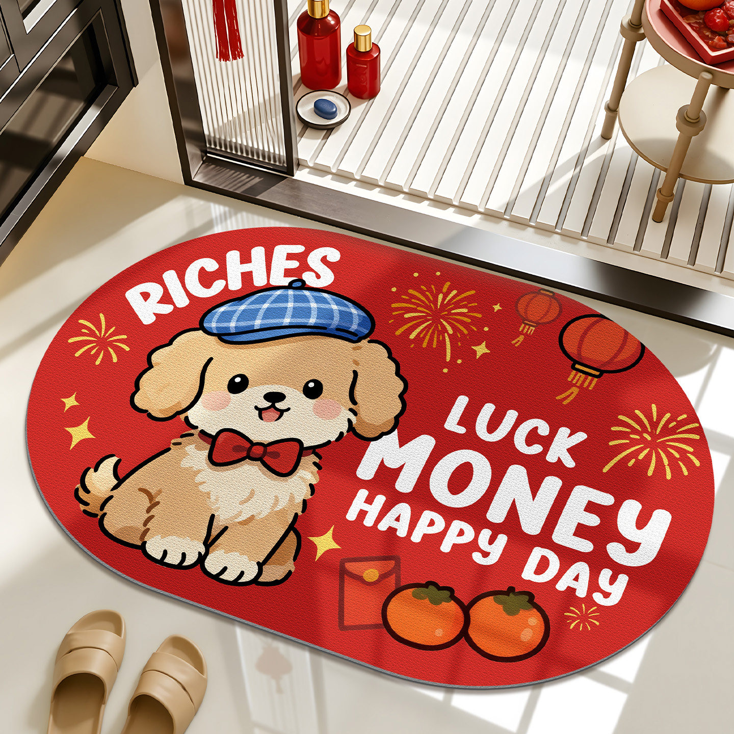 大江浴室吸水地垫新款红色喜庆防滑垫新年厕所地毯卫生间专用脚垫,居家布艺,家用脚垫,淘宝优惠券,粉丝福利购,淘宝优惠卷