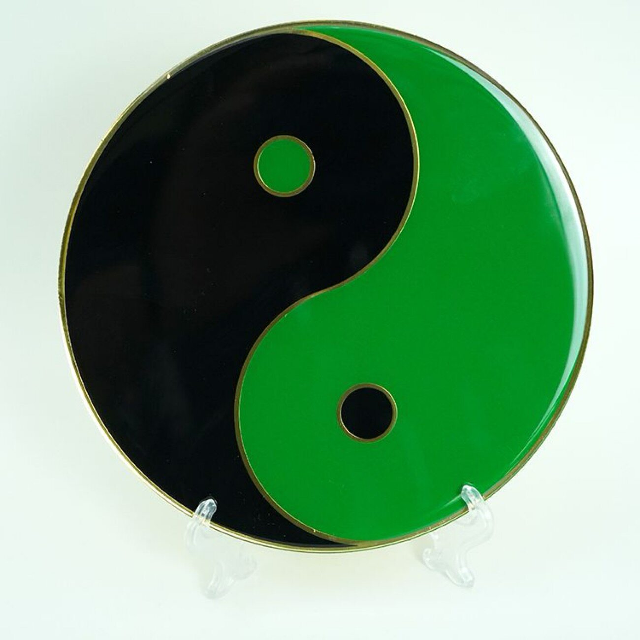 黑绿太极图阴差阳错18cm黄铜版八卦太极阴阳鱼黑绿太极