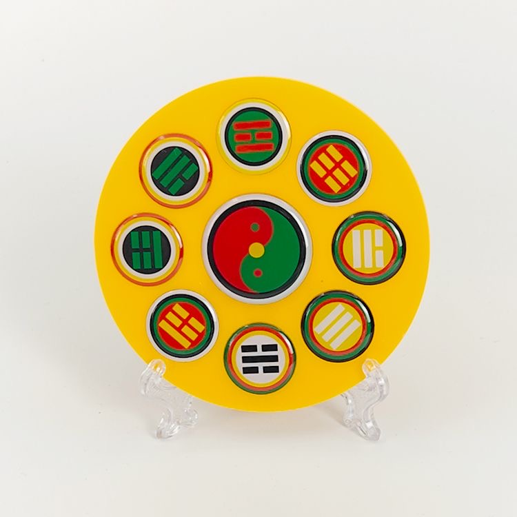 9公分后天八卦中黄太极八卦五龙震盘小五龙单面亚克力黄铜太极盘