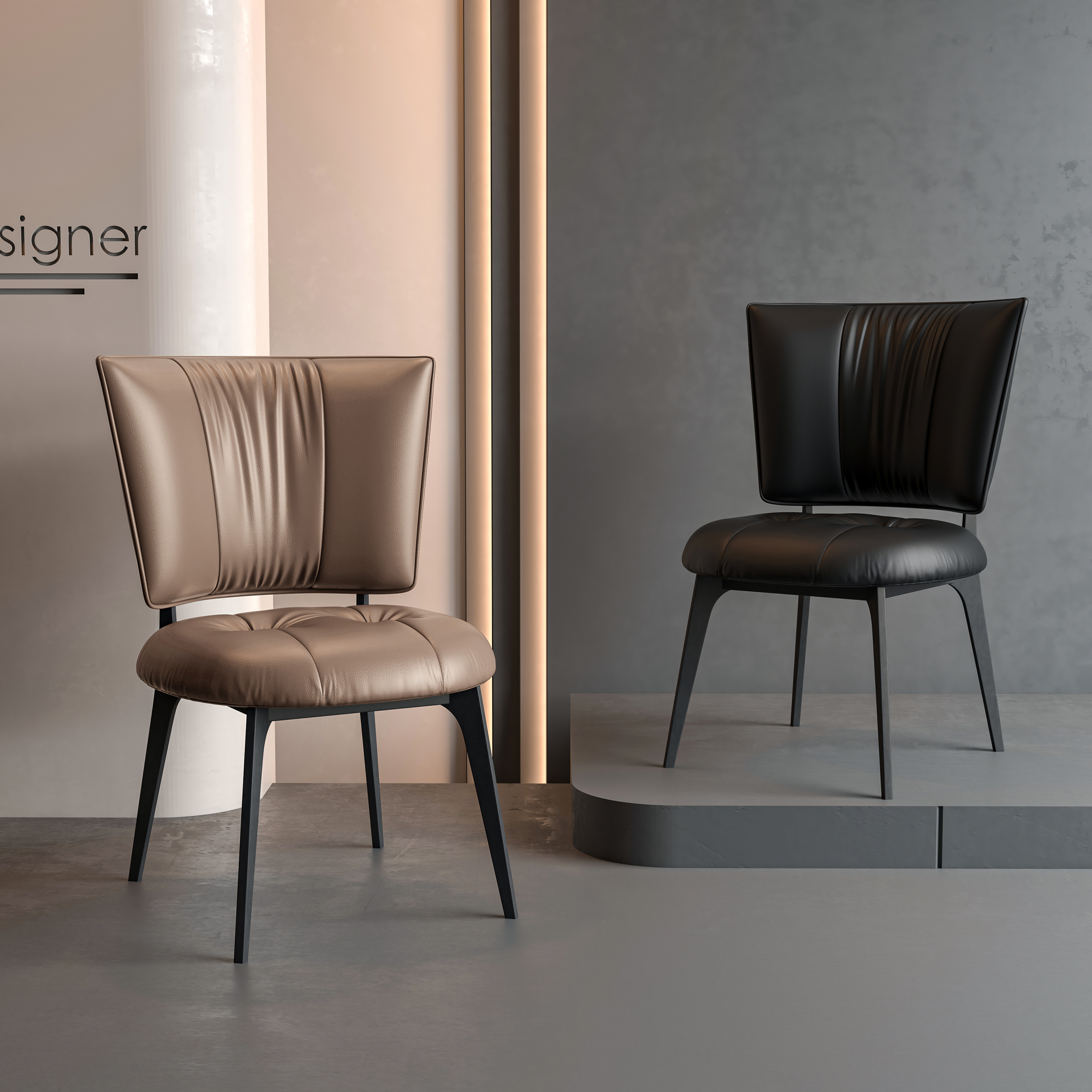 意式极简餐椅轻奢设计师家用高级餐厅餐桌椅样品间咖啡厅真皮椅子