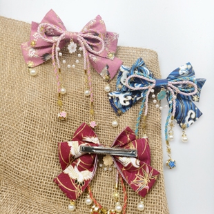 2025秋日系新品洛丽塔大顶夹蝴蝶结发夹古风汉服配饰和风手作头饰