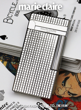 日本进口正品MarieClaire嘉人高档气体打火机纯铜机芯金银色商务