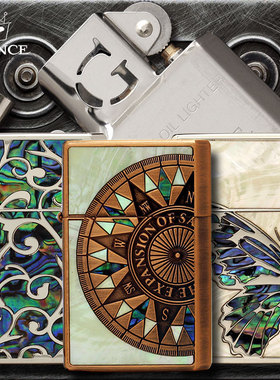 日本PRINCE王子极酷GT纯铜煤油打火机贝壳罗盘唐草招财猫天使之翼