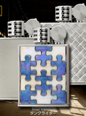 日本Marvelous玛乐思复古纯铜防风煤油打火机银拉丝雕刻贝壳M-B/W