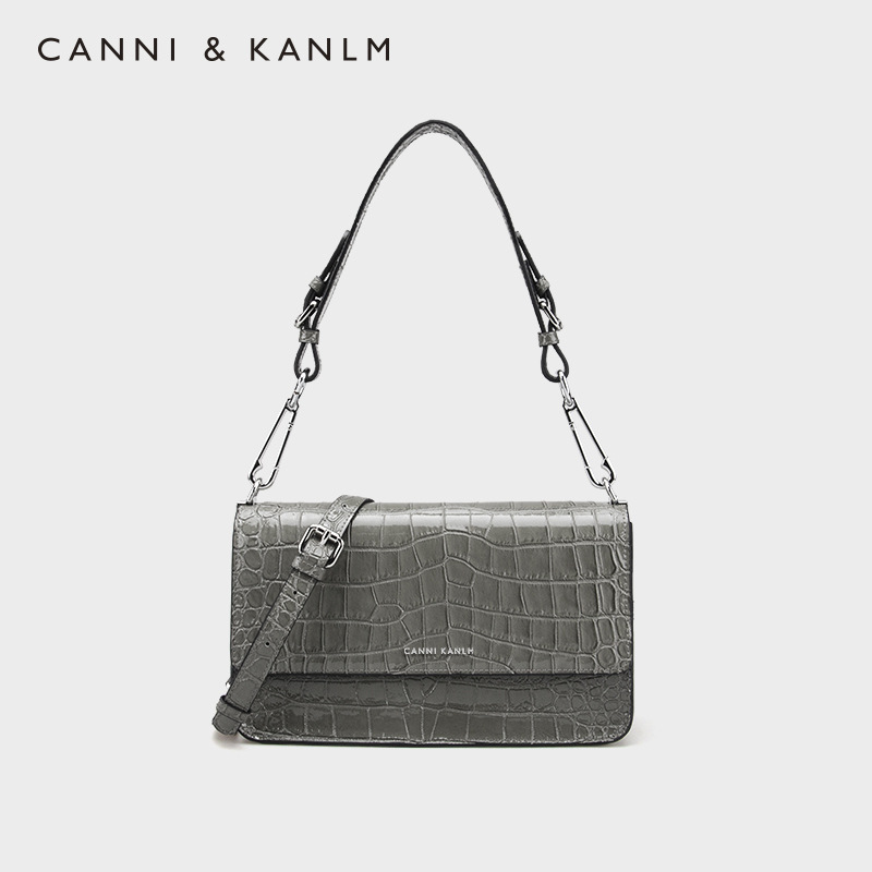 CANNI&KANLM法棍腋下包女2025新款小众鳄鱼纹斜挎包级感肩包