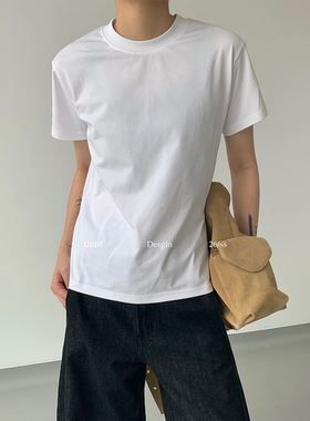 Untit 极简风短款小版型短袖T恤男女圆领正肩基础款百搭打底衫