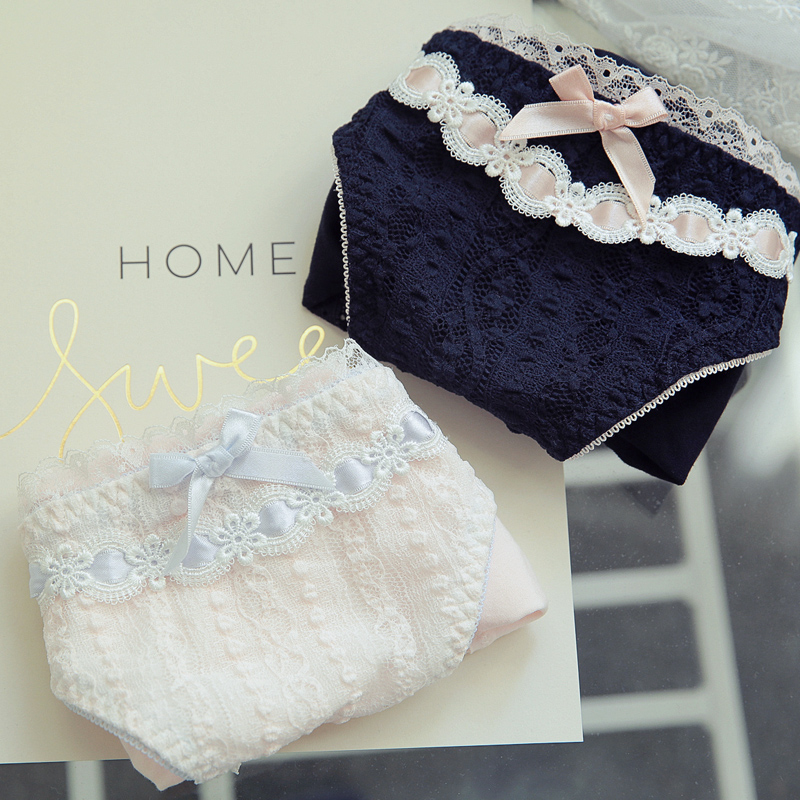 洛丽塔韩版中低腰蕾丝边纯棉内裤