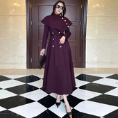 高个子高级感风衣外套女2025新款 披肩修身 显瘦气质收腰双排扣长款