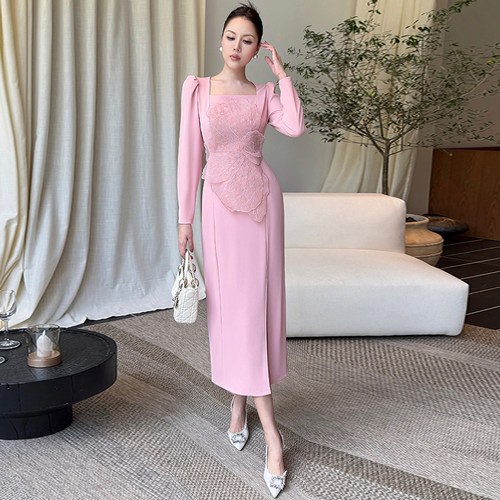 气质中国风修身显瘦连衣裙女秋冬