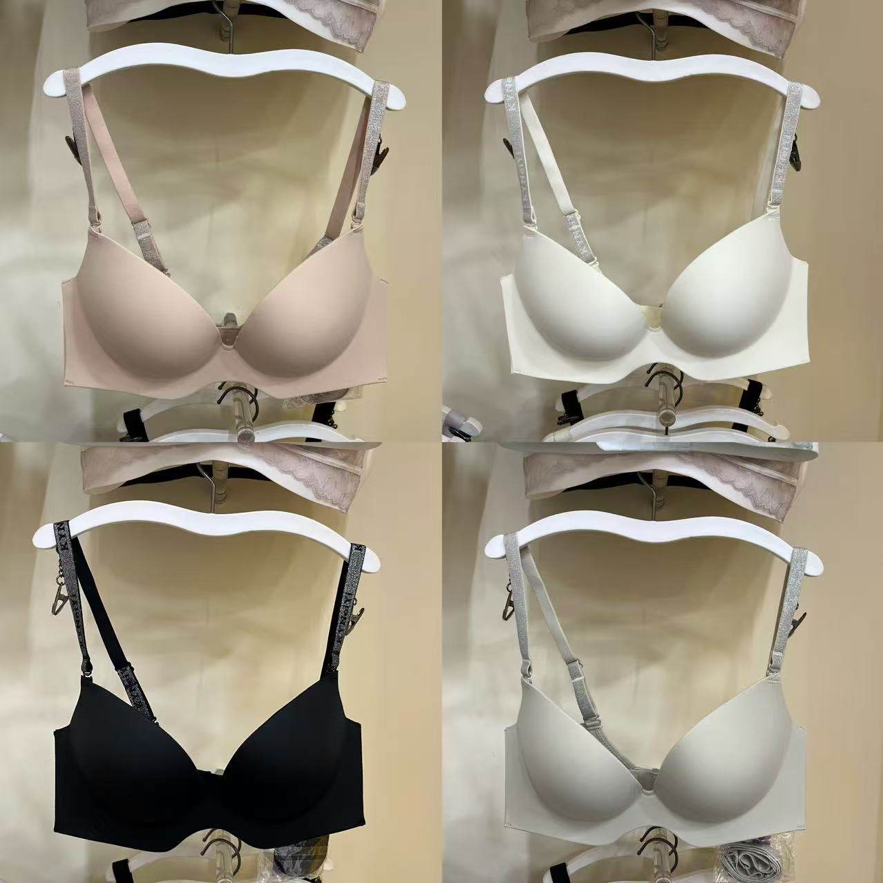 裸感无痕立体杯女士时尚内衣无钢圈细闪肩带粉底液色透气文胸519