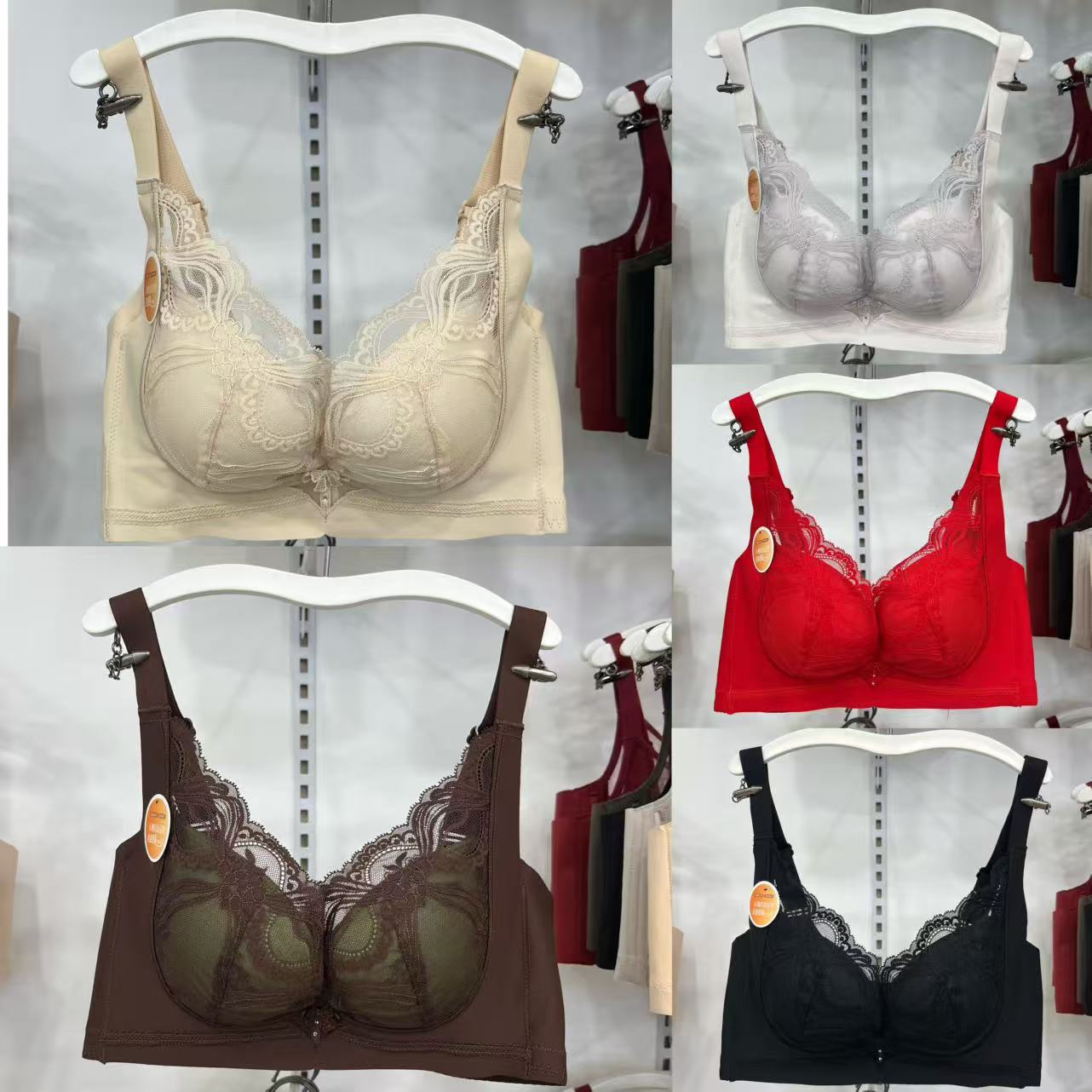 蕾丝无钢圈聚拢收副乳文胸