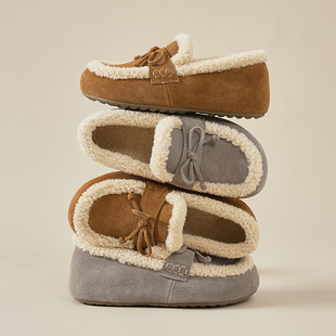 乐福鞋 超好看冬鞋 勃肯豆豆鞋 加绒单鞋 女真皮软底不累脚 2025年新款