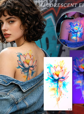 跨境欧美荧光纹身贴防水ins风水彩蝴蝶临时纹身夜店音乐节tattoos