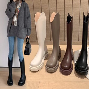 粗腿骑士靴女2022秋冬新款厚底粗跟胖mm大筒围不过膝显瘦高筒长靴