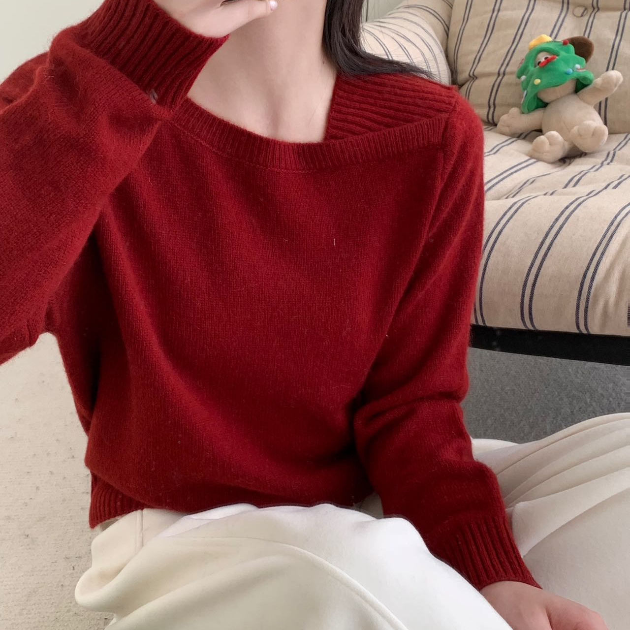 BADX正品温柔软糯骆驼绒针织衫女25冬季宽松显瘦内搭打底毛衣上衣