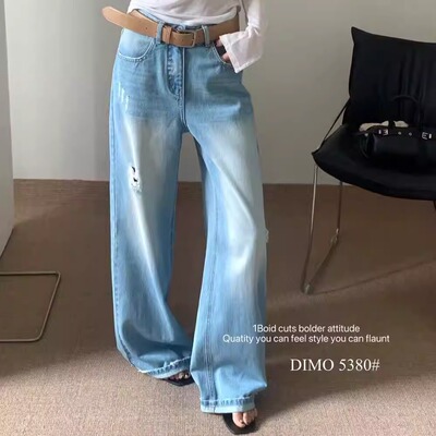 DIMO5380韩系休闲宽松阔腿裤26春季时尚百搭显瘦直筒拖地牛仔裤女