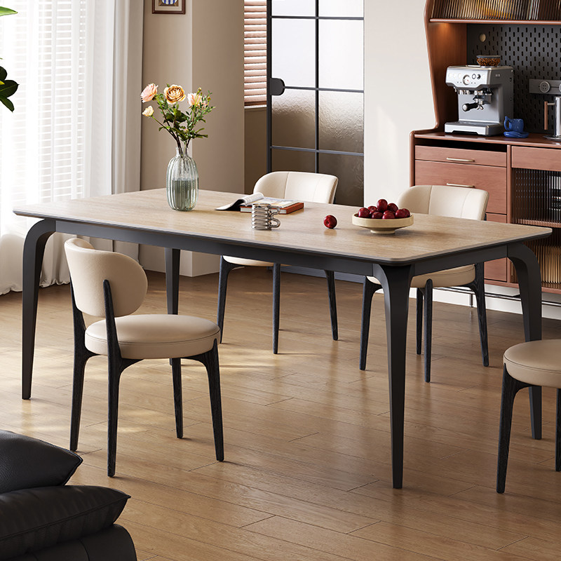 梵创 长方形岩板餐桌商用中古风洞石餐桌碳素钢桌脚洽谈餐桌椅子,住宅家具,岩板餐桌,淘宝优惠券,粉丝福利购,淘宝优惠卷