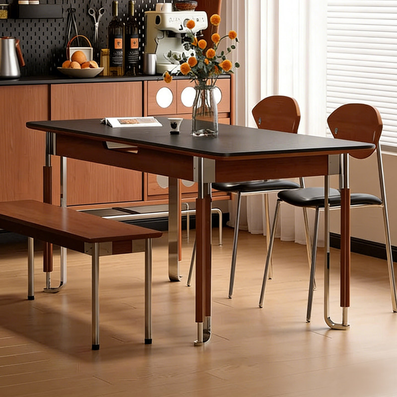 梵创 岩板长条桌长方形家用现代简约饭桌中古风客厅餐桌椅子组合,住宅家具,岩板餐桌,淘宝优惠券,粉丝福利购,淘宝优惠卷