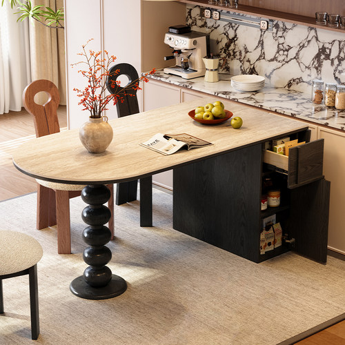 岛台餐桌一体可伸缩小户型家用