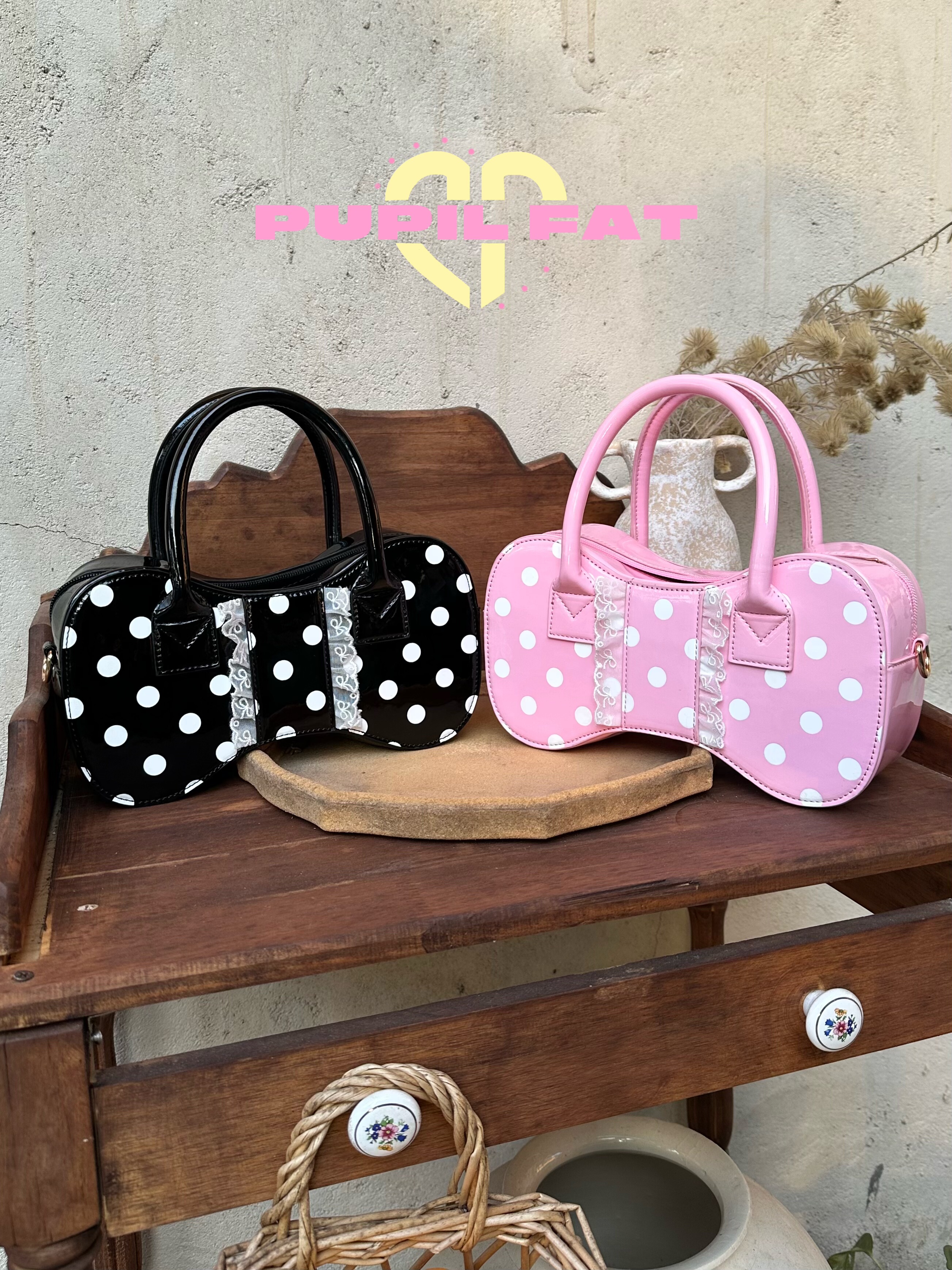 PUPILFAT原创波点甜心蛋糕黑粉蝴蝶结蕾丝可爱单肩斜挎手提包,箱包皮具/热销女包/男包,小方包,淘宝优惠券,粉丝福利购,淘宝优惠卷