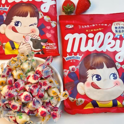 日本进口fujiya不二家牛奶妹特浓牛奶糖浓厚牛乳糖 杂梅樱桃喜糖