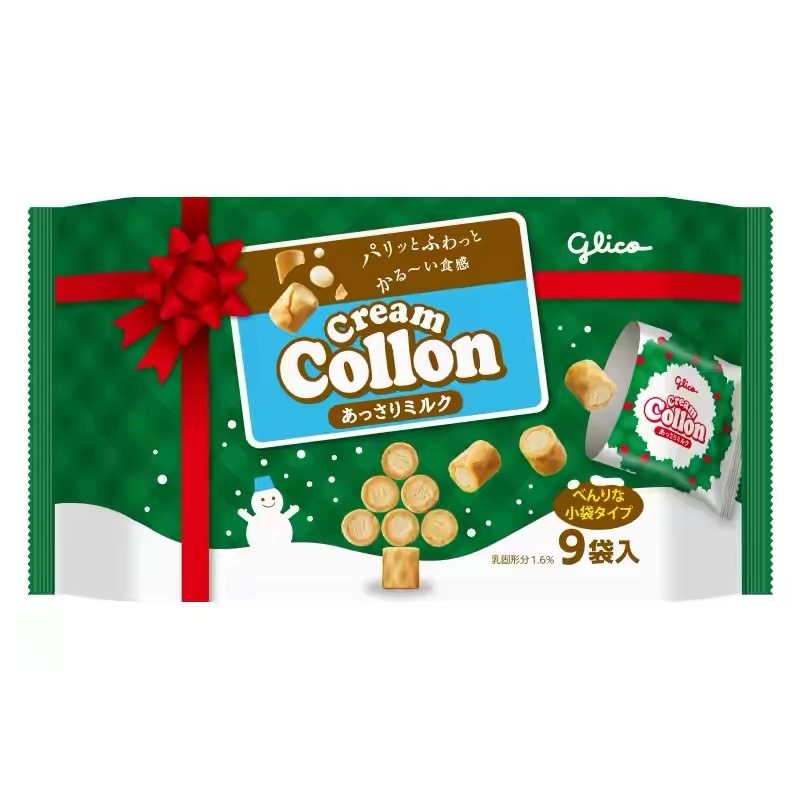 日本进口格力高glico奶油夹心饼干卷collon蛋卷圣诞限定包装