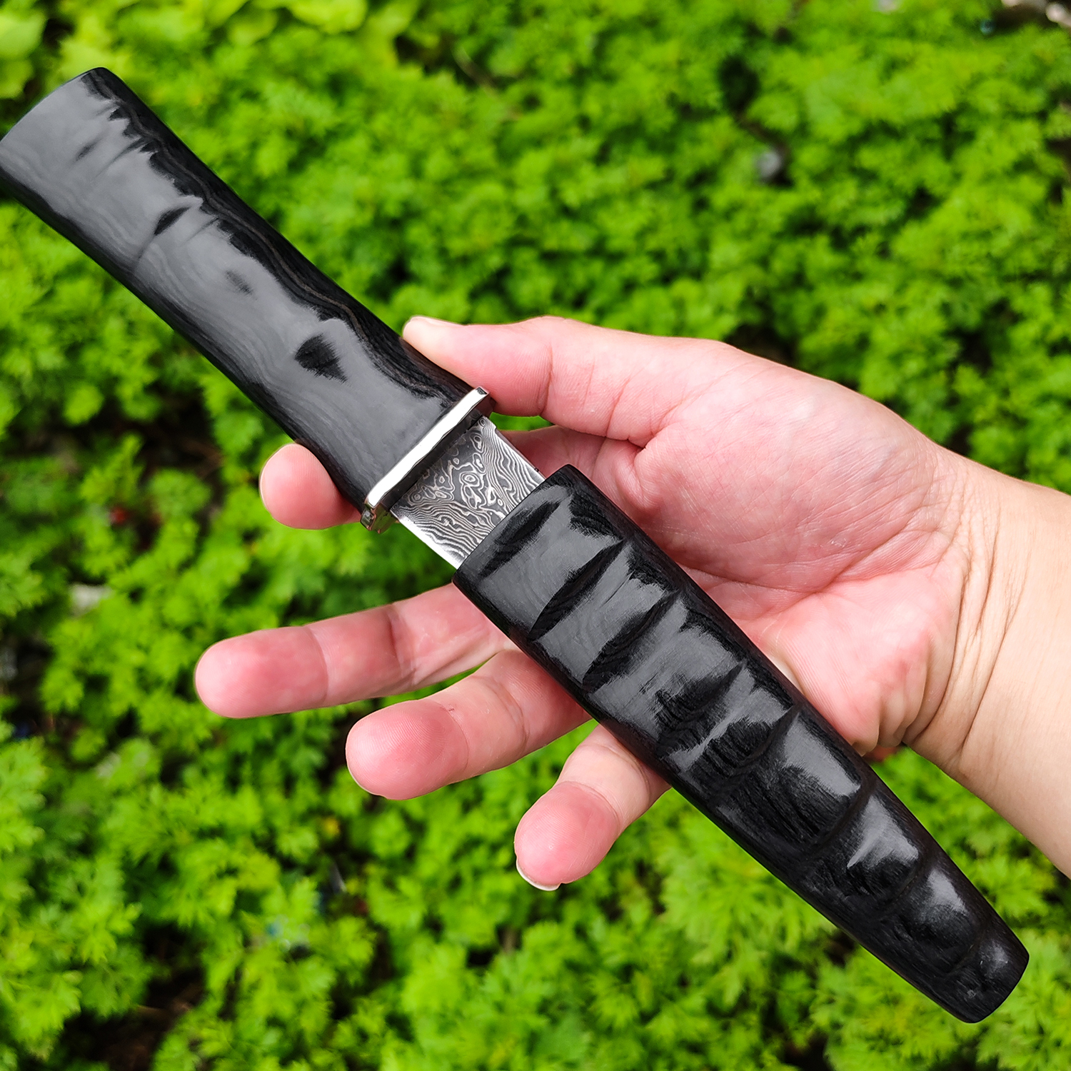 刀具防身冷兵器家用瓜果刀大马士革钢刀水果刀切肉小刀开刃直刀