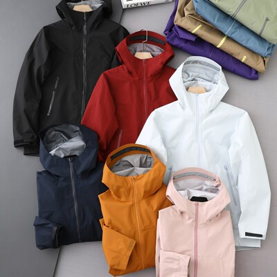 高端户外品牌夹克防水防风男女连帽单层冲锋衣夹克压胶轻量登山服