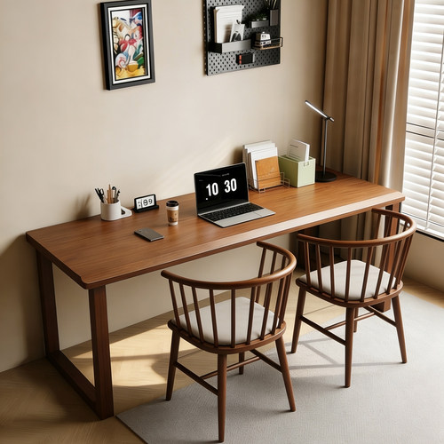 双人电脑桌卧室家用实木书桌