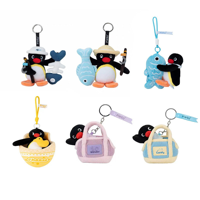 正版优迈pingu企鹅毛绒钥匙扣图片