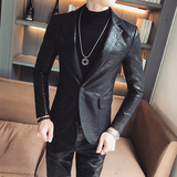 皮夹克外套男士冬季修身立领套装P180，男装夹克，星座407-1