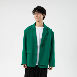 青年西装领单排扣长袖纯色西服P180图片