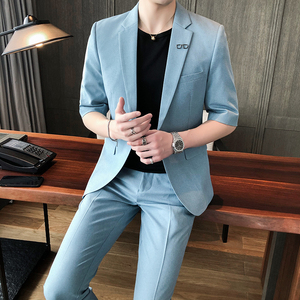 纯色中短袖西服套装P155图片