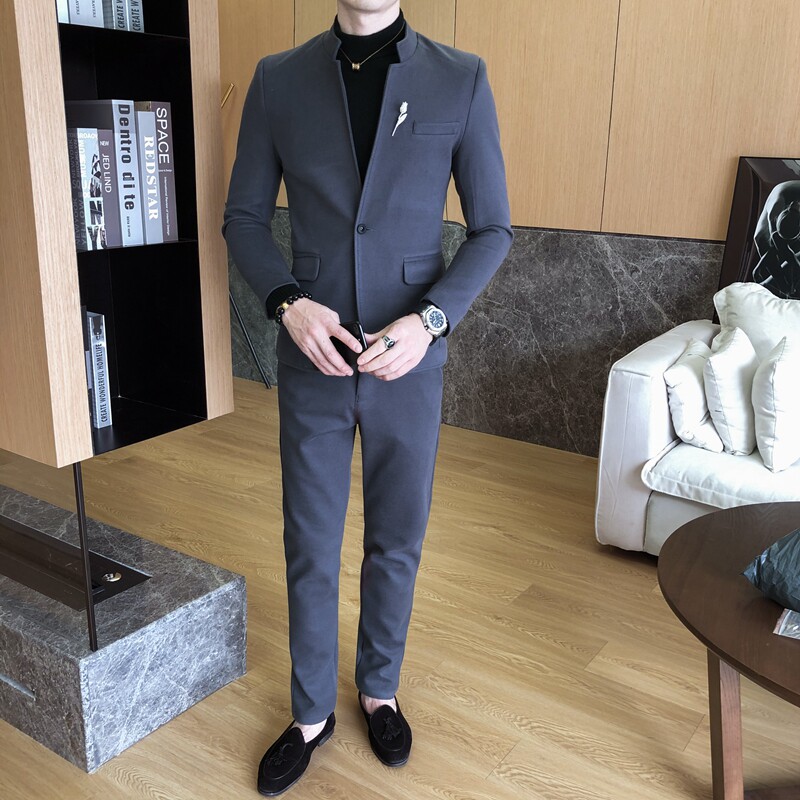 男士修身纯色西服两件套P160,男装西服,星座407-1