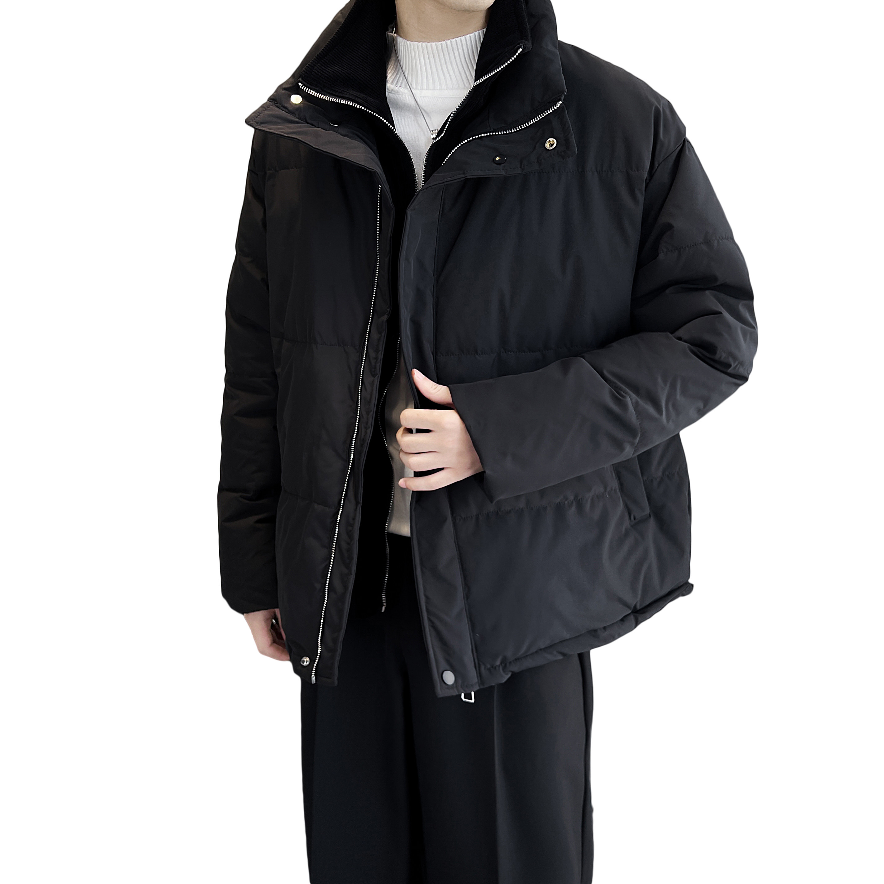 新款男羽绒服假两件立领防风宽松保暖加厚韩系穿搭帅气面包服P130,男装羽绒服,星座407-1