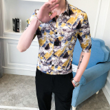 夏季男士潮流休闲中袖衬衫上衣P50，男装衬衫，星座407-1