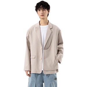 青年西装领单排扣长袖纯色西服P180图片