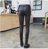男士潮流韩版修身黑色长皮裤P60，男装皮裤，星座407-1