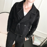 潮男宽松双排扣短款青年男士上衣夹克P85，男装夹克，星座407-1