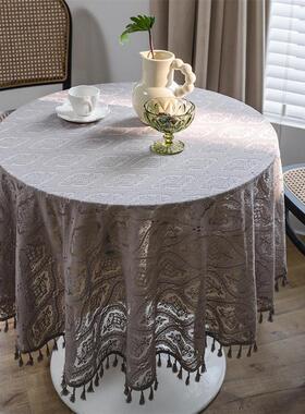 浅灰色欧花森系田园钩针盖巾餐桌布编织桌布镂空桌布台拍摄道具