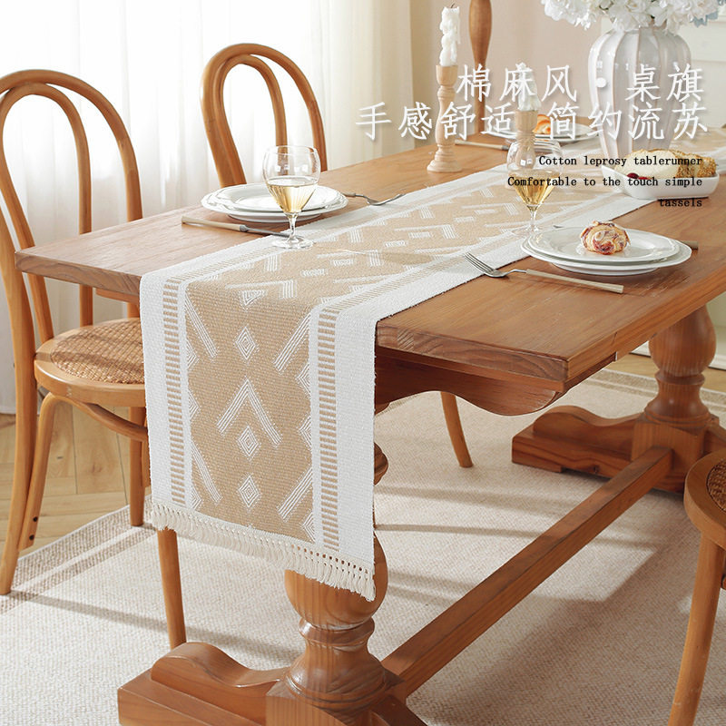 现代简约流苏棉麻桌旗长条桌布茶几电视柜盖布民宿床尾巾咖色茶旗,居家布艺,桌旗,淘宝优惠券,粉丝福利购,淘宝优惠卷