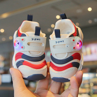 亮灯男女宝宝春夏薄款学步鞋10个月-2岁半婴幼儿单网透气机能鞋