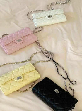 小香风零钱手机包百搭迷你小方包高级感单肩斜挎包通勤菱格链条包