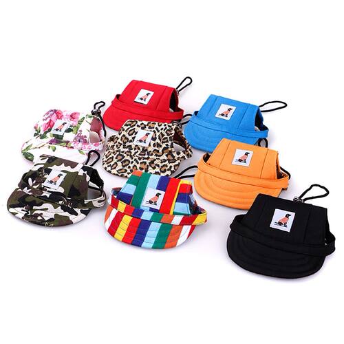 Pet Dog Baseball Cap Hat with Neck Strap Comfortable Ear Hol